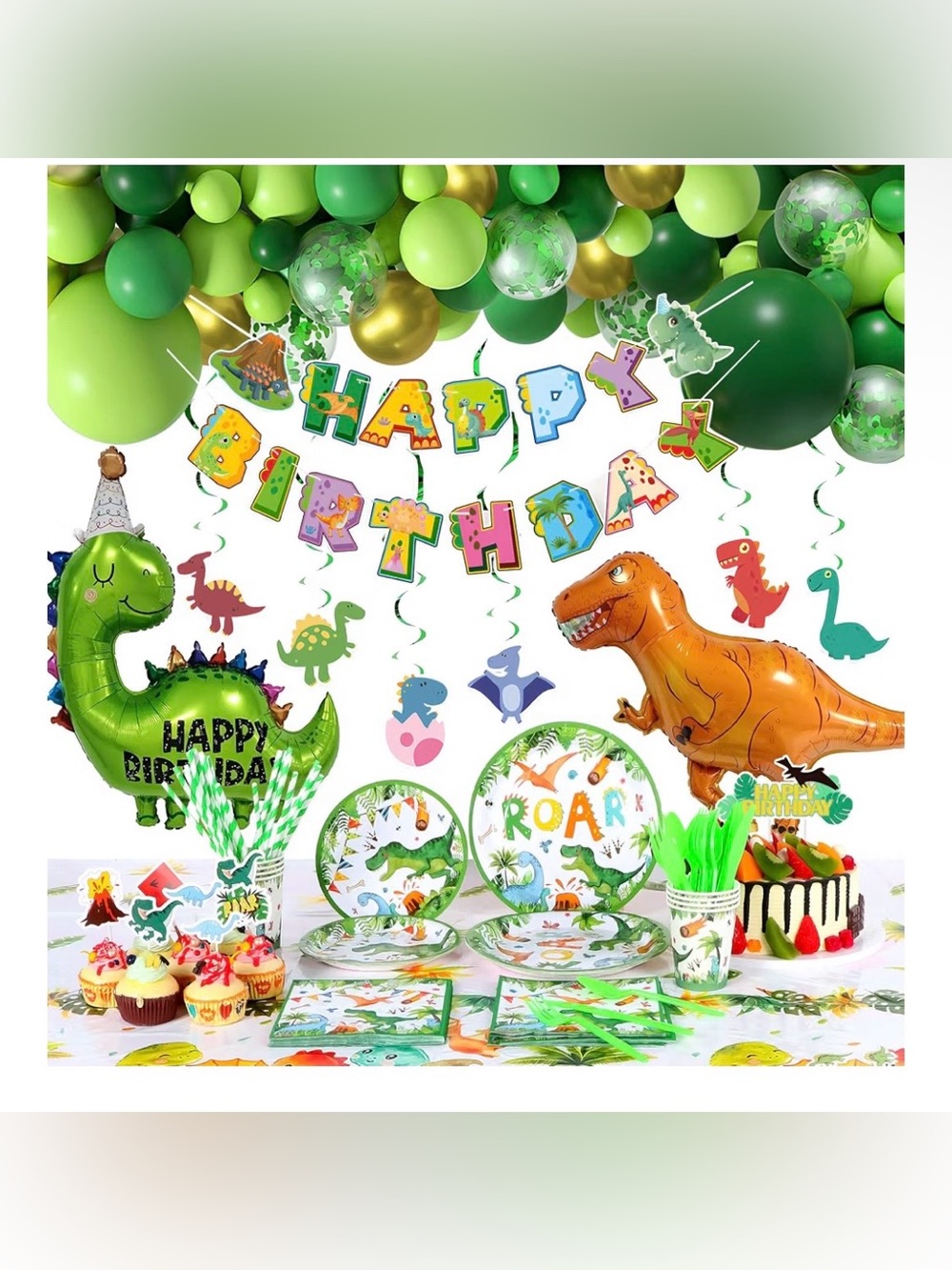 256 Pc All in One Dinosaur Party Kit Dinosaur Birthday Party Decorations